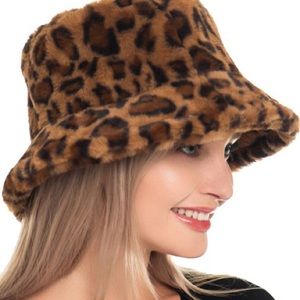 NEW Best Gift Leopard Faux Fur Bucket Winter Hat